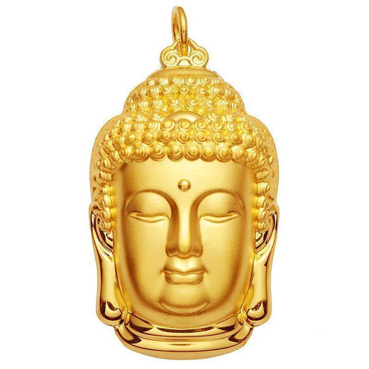 GRAYCEWODY Old Phoenix 999 gold Buddha head pendant pure gold pure silver Tathagata Buddha gold-wrapped silver pendant for boyfriend and girlfriend mother Buddha necklace + certificate Old Phoenix gold store model 30*50mm about 35 grams