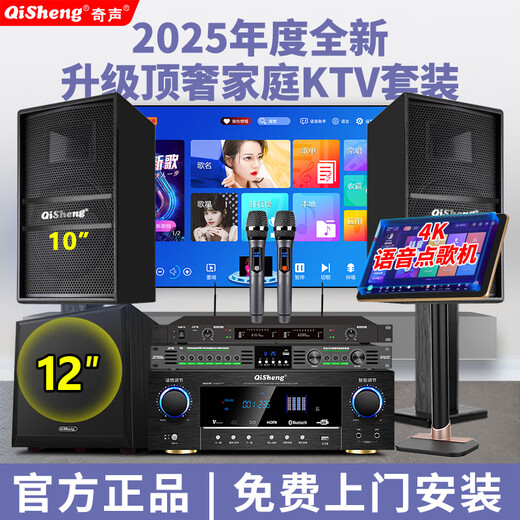 Qisheng family ktv audio set karaoke all-in-one karaoke all-in-one home theater karaoke conference room equipment full set of TV living room speakers professional singing combination professional version effector set + subwoofer