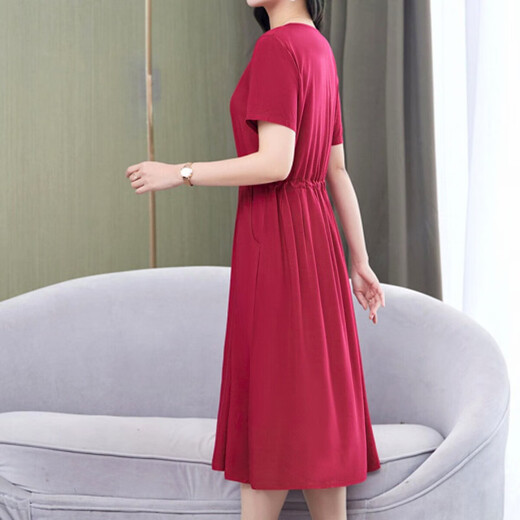 
Dengsentu Guangzhou 13-row high-end women's dress middle-aged women's summer cotton silk mother's short-sleeved color 683 to 5 colors XL 100Jin [Jin equals 0.5 kg]