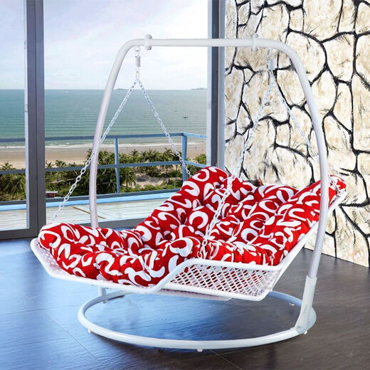 
Nuojiangjing Ei9 rocking chair, double hammock hang basket, blue bed outdoor swing chair balcony hanging blue swing bed rocking white small (A13821 seat cushion)