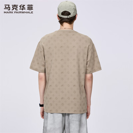 马克华菲【老花满印】圆领短袖T恤男2025夏季新款刺绣美式上衣潮t 卡其色 701 L 175