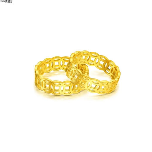 KREY old phoenix gold ring, wealth, copper coin ring, pure gold 999 fortune coin ring, female gift No. 22