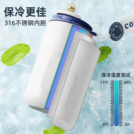 MINGRUI (MINGRUI) water cup, men and women, insulated coffee cup, cold cup, ice cup, student car lettering custom LOGO graduation gift [upgraded intelligent temperature display] blue 420ml+2* ice cube