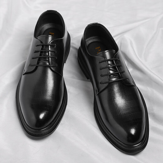 Zapatos de cuero portulese zapatos casuales de cocción para hombres con estilo coreano de moda zapatos formales de lana gruesa zapatos de boda hombres 9708 negros 43