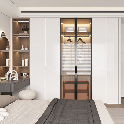 Gold Medal Wardrobe Official Customized Wardrobe Modern Overall Wardrobe Bedroom Large Wardrobe Cloakroom Wardrobe Whole House Customized Furniture Prepayment