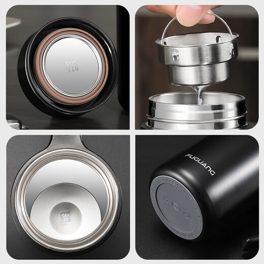 Fuguang Thermos Cup Business Office Large Capacity Water Cup Men's 316L Handle Cup Women's Tea Cup Custom Gift Cup 520ml Gold Gift Box + Filter Style