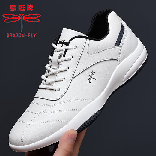 
Dragonfly brand men's shoes new versatile men's leather shoes sports and casual cowhide shoes Korean wear-resistant soft sole soft side running shoes men 9877 white inner height increase 40