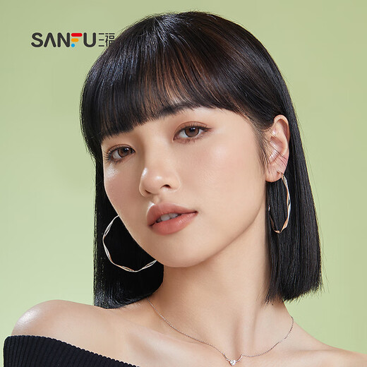 三福休闲金属中大圈环耳环一对 个性时尚欧美风耳饰 818016 12131-薇 2个