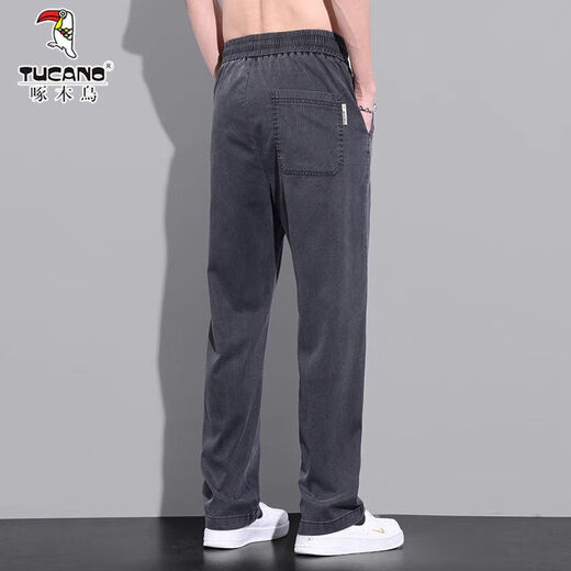 
Woodpecker wide-leg casual pants for men's summer thin ice silk loose jeans American fashion brand straight Woodpecker-1050-blue 2XL