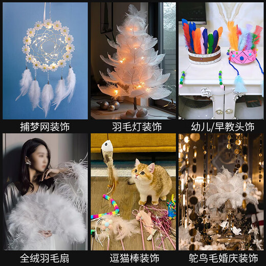 Aseblarm feather white handmade diy feather decoration natural colored feather ornaments filled decorative materials photo props Macaron mixed color 100 pieces