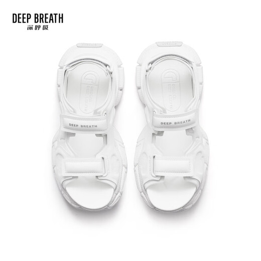 DEEP BREATH深呼吸女鞋休闲魔术贴厚底凉鞋女AX14110 白 36