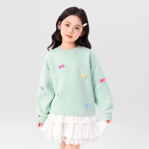 
Zuoxi Girls Sweatshirt Autumn Children's Tops Fashionable 2025 New Autumn Clothes Girls Medium-Grand Children's Clothes Green 120