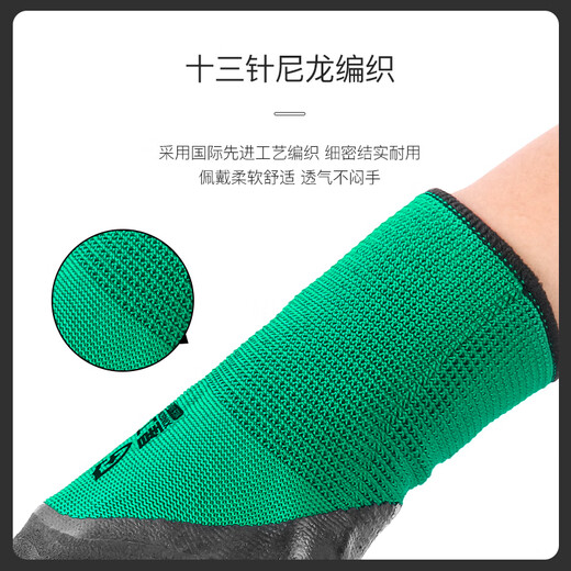 Les gants de protection du travail imprégnés par les travailleurs étoiles imprégnés de la colle, sans glissement, résistant à l'huile, à maintien du chantier de construction industriel gants de protection à 12 paiement XGS-J10