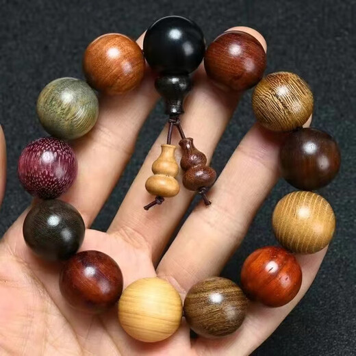 识联多宝珠手串檀香木佛珠金丝楠木海南黄花梨黑檀红酸枝金丝檀木手串 多宝珠精品2.0*12颗【配葫芦】 10cm