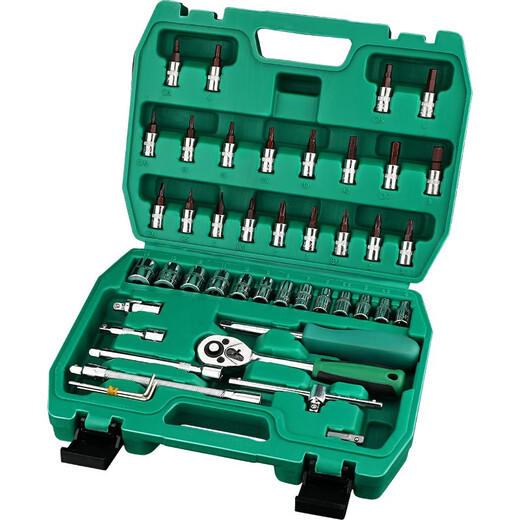 XMSJ Auto Repair Tool Set Sleeve Wrench Ratchet Repair Combination Home Repair Tool Box Multifunctional Xiaofei 12809 New 46-piece 72-tooth Sleeve Wrench