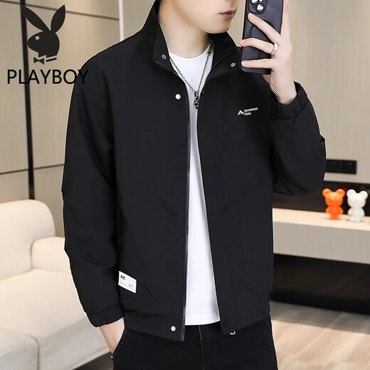 Playboy Men's Jacket 2025 New Youth Casual Versatile Thin Jacket Spring and Autumn Trendy Brand Wear Handsome and Trendy Khaki 2XL 145-165Jin Jin is equal to 0.5 kg