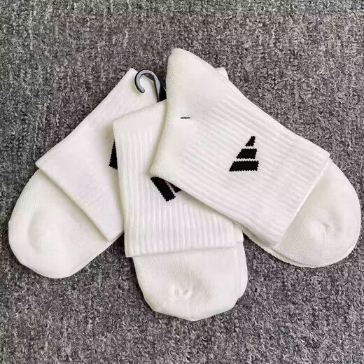 Adidas阿迪达斯袜子男袜女袜三双装四季常规短筒袜浅口运动袜低跟袜子 白色/JC9273/三双装 S(建议35-38码)