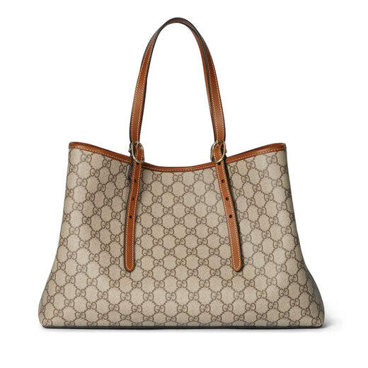 Gucci (GUCCI) women's bag tote bag handbag double G Emblem series new medium tote bag 38-section gift medium beige brown 815213FAD6L9758