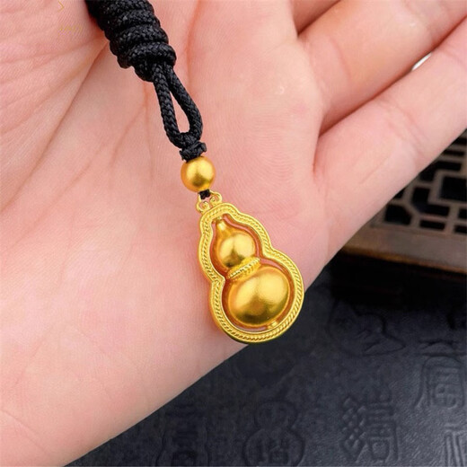 GRAYCEWODY Old Phoenix 999 Gold Classic Gourd Pendant Necklace Ancient Method Transfer Beads Clavicle Chain Full of Fortune Gifts Gourd Pendant Necklace Old Phoenix Gold Store Model