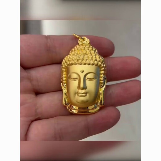 GRAYCEWODY Old Phoenix 999 gold Buddha head pendant pure gold pure silver Tathagata Buddha gold-wrapped silver pendant for boyfriend and girlfriend mother Buddha necklace + certificate Old Phoenix gold store model 30*50mm about 35 grams