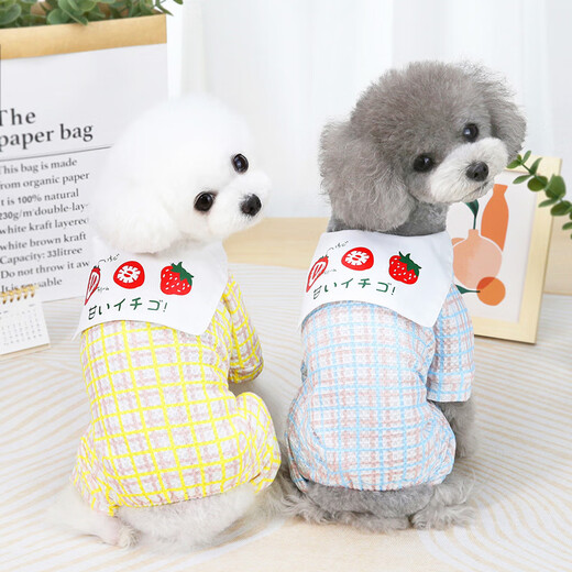 DADAGOU Teddy Dog Clothes VIP Spring Autumn and Winter Clothes Thin Pet Dog Small Dog Four-legged Clothes Bichon Frize Bottoming Shirt Summer Four-Legged Clothes [Blue] M [Weight 4-6/Bust 37/Back Length 25]