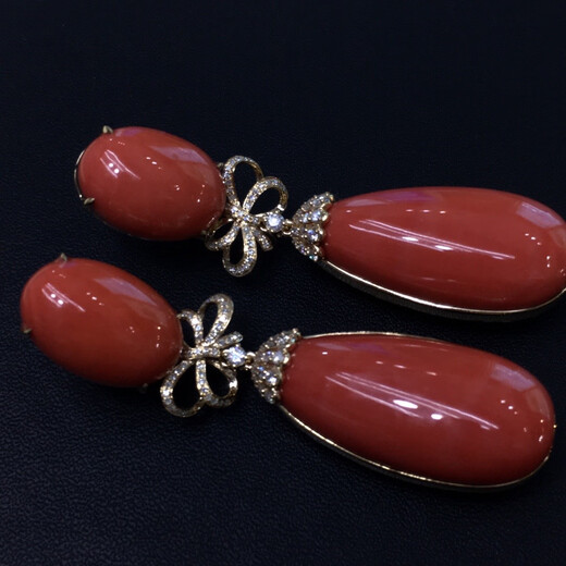 Zhaohao Coral Drop Earrings Exquisite and Elegant Tibetan Earrings Large Earrings
