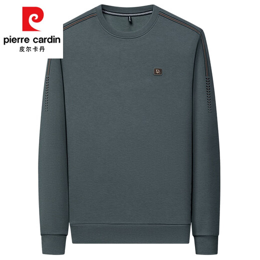 皮尔卡丹（pierre cardin）长袖卫衣男2025时尚潮流印花长袖T恤男装休闲百搭上衣套头衫秋衣 6625绿色【高档舒适棉】 M 165100-120斤穿