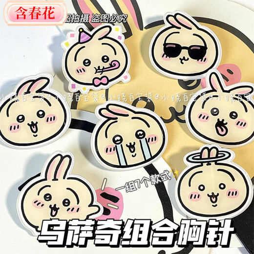 Containing spring flowers, cute Jiyi expression brooch, Xiaohachi student graduation gift, student school bag, pencil case decoration badge, non-chiikawa expression brooch - only needle on the back. Collect and follow to get a small gift.