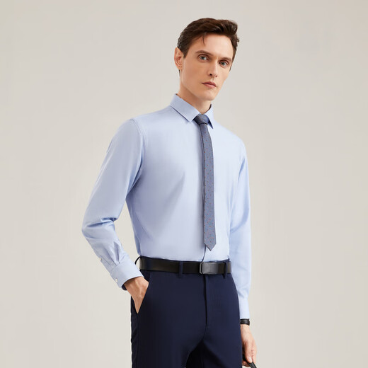 YOUNGOR рубашка с длинными рукавами, мужская однотонная терморубашка для сохранения тепла и защиты от холода VLBN119760IBA голубой 40