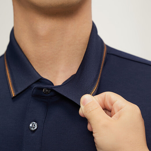 Qipai 5A antibacterial and anti-mite containing modal long-sleeved Polo shirt for men's spring brushed lapel top