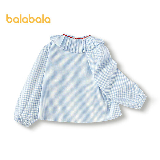 Balabala shopping mall same style children's clothing girls long-sleeved shirt French plaid shirt spring clothing white blue tone 00418 120