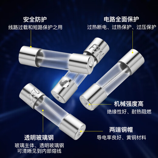 Huijun glass fuse tube circuit protection fuse 250V power socket circuit charger protection glass tube 6*30mm-10A (10 pieces)