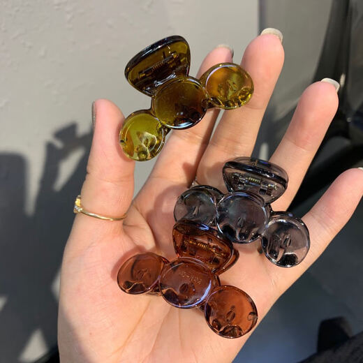 唐芙妮短发神器半扎发小号鲨鱼夹发量少发夹女后脑勺发卡抓夹过渡期头饰 咖系