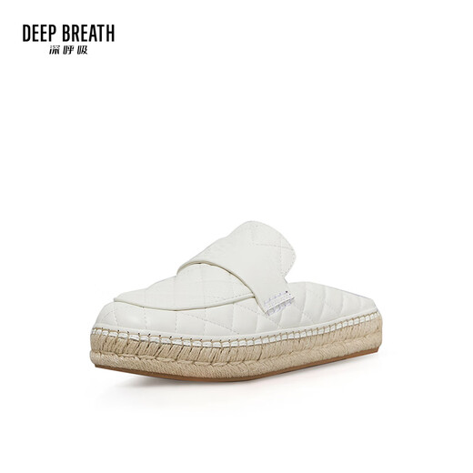 DEEP BREATH深呼吸女鞋休闲通勤百搭穆勒拖鞋渔夫鞋女AX11154 白 37