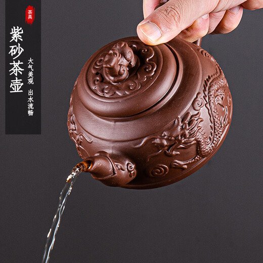 Apocalypseudo Century Pang Donglai Quality Purple Clay Teapot Large Capacity Large-Size Teapot Handmade Teapot Single Pot Ceramic Home Tea Set Dalongsheng Jiuzi Pot (with Filter) Purple 701mL (Included)-800mL (Included)