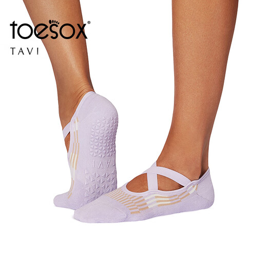 Toesox Tavi co-branded low-cut yoga sports socks non-slip indoor Pilates women's Chloe series purple pink S (size 34~38)