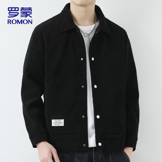 ROMON jacket men's autumn and winter jacket men's casual business youth jacket work jacket men's black XL