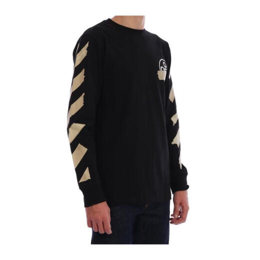 Camiseta para hombres blanquecinas OMAB001R20185002-1048 LOGO LOGO LOGO CHICE Camiseta de manga larga impresa
