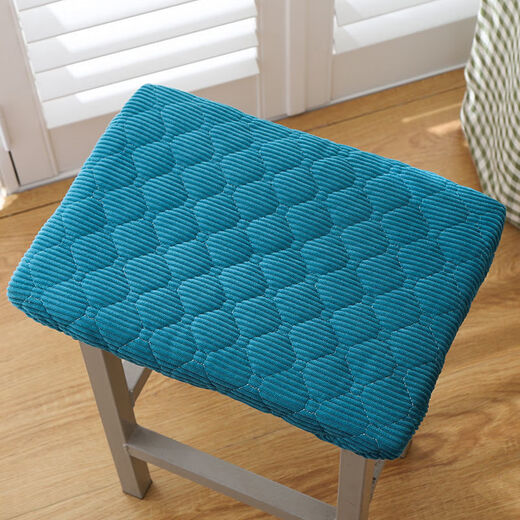 Rectangular bench, small square stool cushion, stool cover, dressing table stool cover, student cushion chair cover, small flower cloth (pink flower) double layer quilted, suitable for all seasons, suitable for stool covers with a stool surface of 24*34 cm