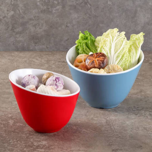 Mélamine Incliné Bol de bouche imitation commerciale Porcelaine Hot Pot Restaurant Table Vérification en plastique Laitue Laitue seau en libre-service Sauce d'assaisonnement Petit ingrédients lb 13063 blanc /