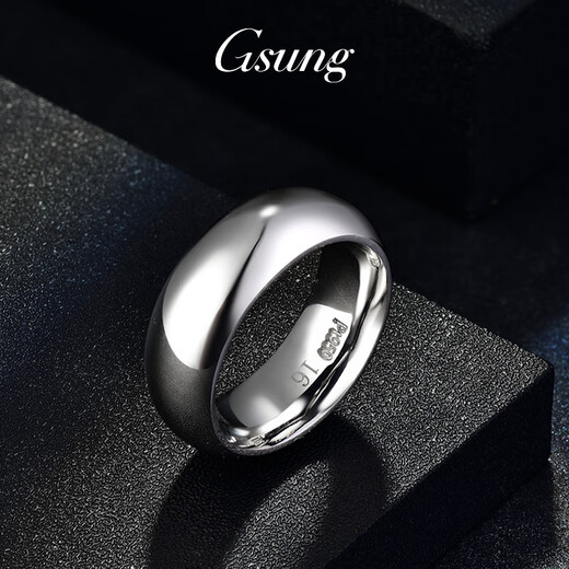GsunG platinum PT950 plain ring for men and women, large heavy glossy ring, simple and atmospheric, thick platinum aperture ring. Priced by gram, please contact customer service before bidding.