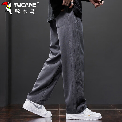 Woodpecker (TUCANO) casual pants men's straight loose pants men's autumn and winter sports trendy overalls trousers men's gray XL