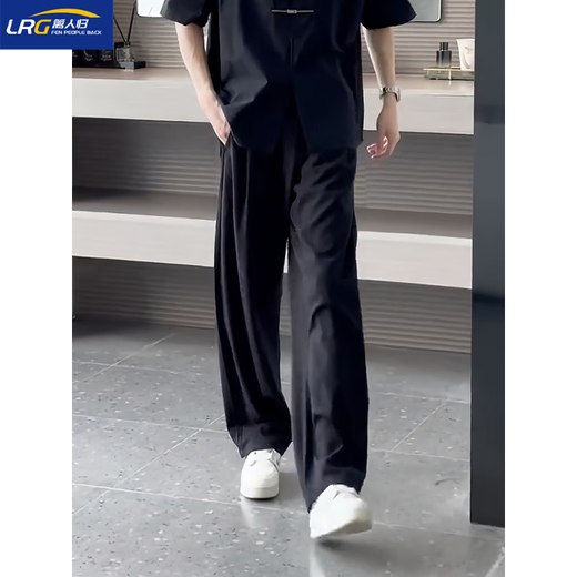 Li Rengui cold style suit men's new Chinese style short-sleeved shirt and trousers summer suit cool salt style two-piece set two-piece set white shirt + brown pants L 120-135 Jin Jin equals 0.5 kg can be worn