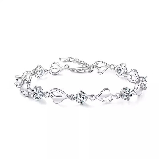 Guanpu Pavilion Fat Donglai's same style pt950 platinum bracelet, new PT950 women's platinum bracelet, as a Valentine's Day gift for your girlfriend, Love Love Bracelet, White Diamond