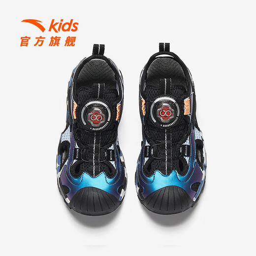 ANTA Children's Sandals Men's Big Children's Shoes 2025 Summer New Knob Buckle Outdoor Baotou Anti-Slip Beach Shoes Dusty Blue/Black-1 39
