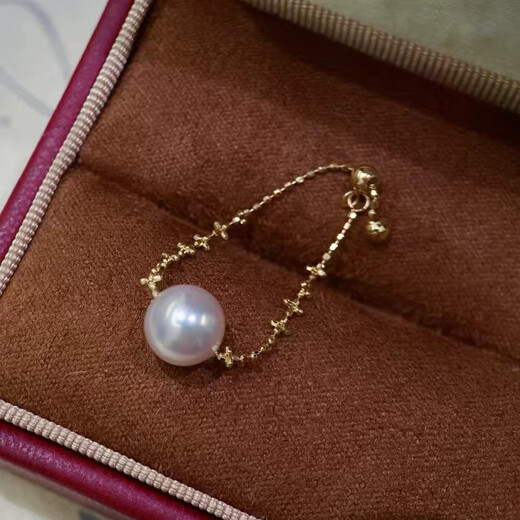 Fujiu DIY jewelry accessories Au750G18K gold adjustable size lace pearl ring empty support K gold closed ring support K white adjustable size