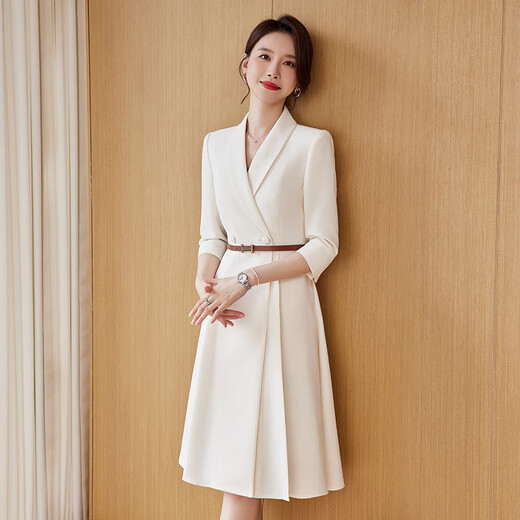 J-ME white suit dress for women 2025 summer new style French high-end temperament goddess style professional workwear off-white XL 115-125Jin Jin is equal to about 0.5 kg