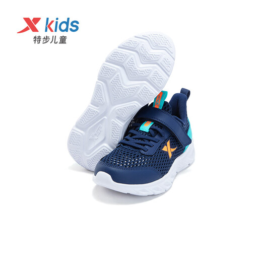 
XTEP (XTEP) children's shoes for boys and girls medium-sized children's large mesh Velcro running shoes deep blue/gulf blue 34