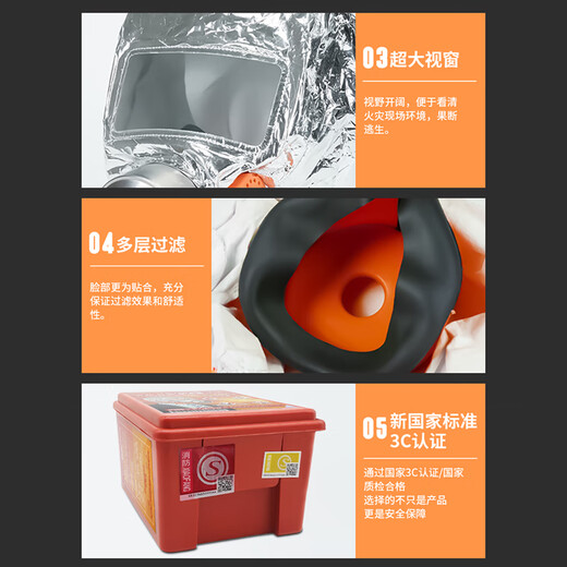 Gangqi fire mask gas mask anti-smoke fire respirator mask hotel special fire mask 3C certified filter fire emergency escape self-rescue breathing equipment emergency kit