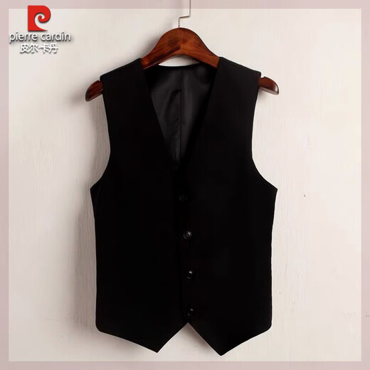 Pierre cardin men's vest black slim horse clip vest spring and autumn thin casual British style groom suit vest new style black vest L recommended 105-120 Jin [Jin equals 0.5 kg]